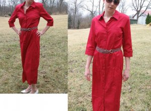 TALBOTS Long Summer SHIRT DRESS Buttons RED NWT NEW 6