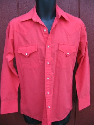 Vtg mens  WESTERN PEARL SNAP SHIRT Cowboy Rockabilly red S