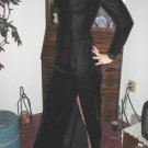 vintage BLACK VELVET Party Dress Rhinestones SKINNY XS