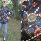 Vintage LIQUID SILK blouse TUNIC TOP Pearl Design XS S