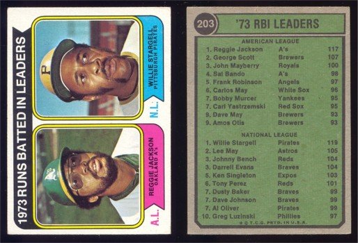1974 Topps RBI Leaders # 203 JACKSON -- STARGELL EX