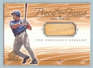 2001 SP Game Bat Edition Piece of the Game # IR Ivan Rodriguez GU Bat SP