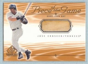 2001 SP Game Bat Edition Piece of the Game # JC Jose Canseco GU Bat SP