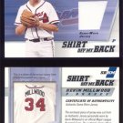 2002 Leaf Shirt Off My Back # SB-KM KEVIN MILLWOOD GU Jersey