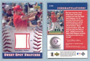 2002 UD Sweet Spot Swatches # S-SR SCOTT ROLEN 2-color GU Jersey