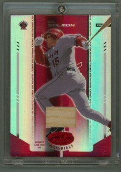 2004 Leaf Certified Materials Mirror Fabric Red # 192 Tim Salmon GU Bat #d 052 of 150