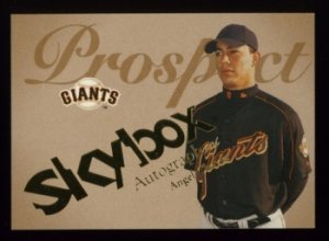 2004 Skybox Autographics Prospect # 87 Angel Chavez RC #d 0984 of 1500 Giants Rookie