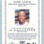 2002 Topps Tribute # 1 Hank Aaron HOF Ruth's Career HR Record Broken 4-8-74 -- SOLD