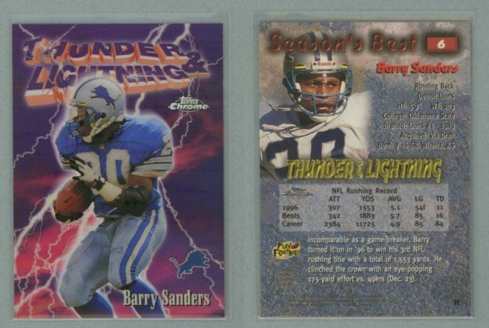 1997 Topps Chrome Season's Best Thunder & Lightning # 6 BARRY SANDERS -- MINT