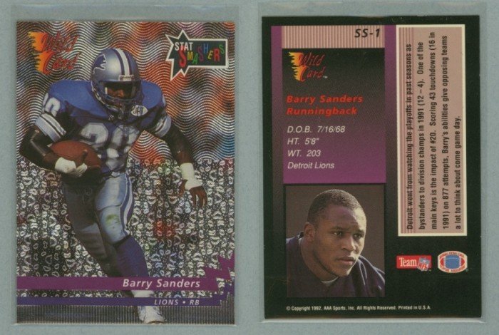 1992 Wild Card Stat Smashers # SS-1 BARRY SANDERS