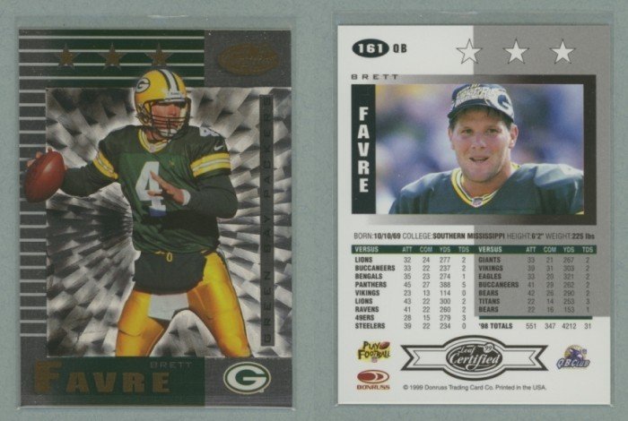 1999 Leaf Certified # 161 BRETT FAVRE -- MINT