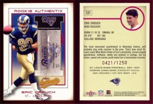 2002 Fleer Rookie Authentix # 131 ERIC CROUCH RC #d 0421 of 1250 -- MINT