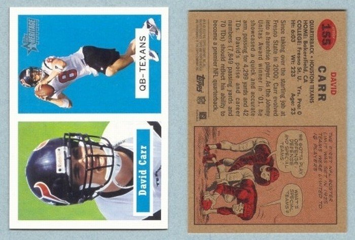 2002 Topps Heritage # 155 DAVID CARR RC Texans Rookie -- MINT