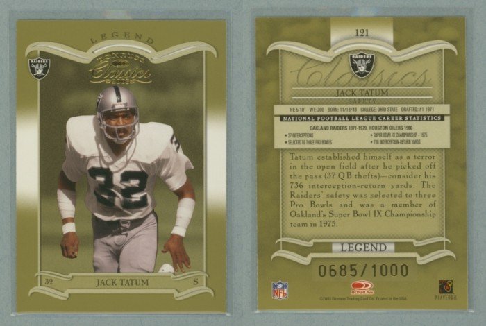 2003 Donruss Classics # 121 JACK TATUM #d 0685 of 1000 -- MINT