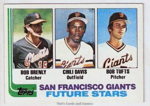 1982 Topps Baseball Card #171 Bob Brenly, Chili Davis, Bob Tufts RCs EX-MT