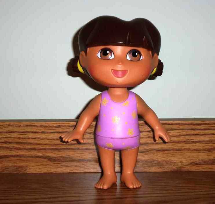 Fisher-Price Splash Around Dora Doll Pink Flowered Bathing Suit 2002 Used