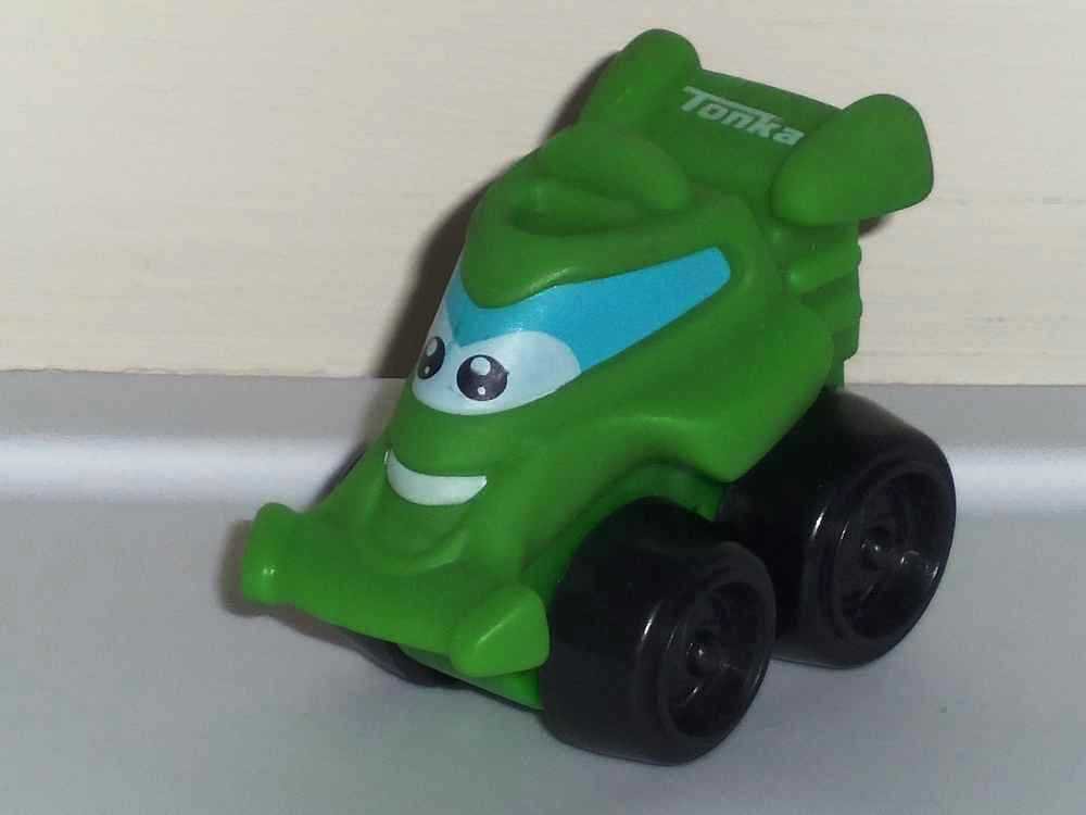 Playskool Tonka Wheel Pals Mini Green Race Car with Black Wheels Loose Used