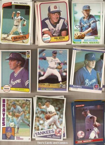 Lot of 35 Phil Niekro Baseball Cards Atlanta Braves Yankees Indians