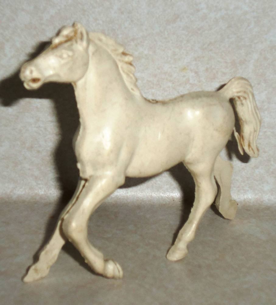 Vintage White Horse Plastic Toy Cowboys Indians Loose Used