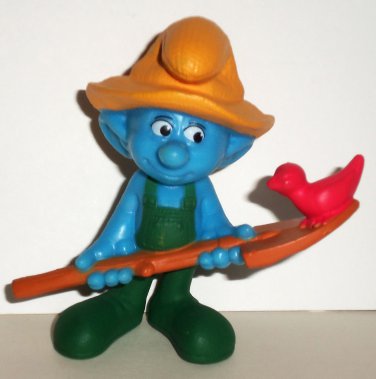McDonald's 2011 Smurfs Farmer Smurf PVC Figure Happy Meal Toy  Loose Used