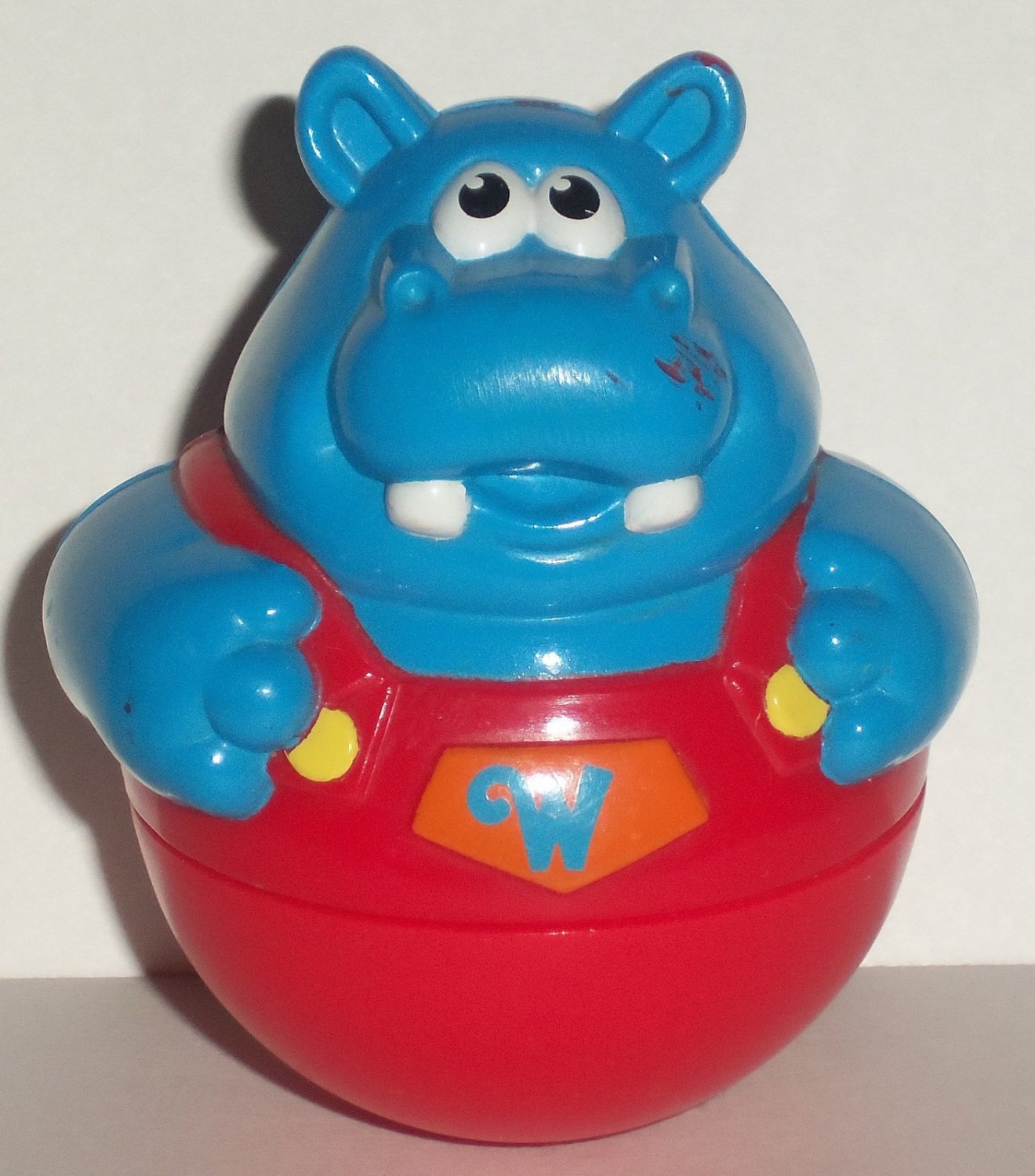 Playskool 2003 Weebles Blue Hippo in Red Overalls Figure Hasbro Loose Used