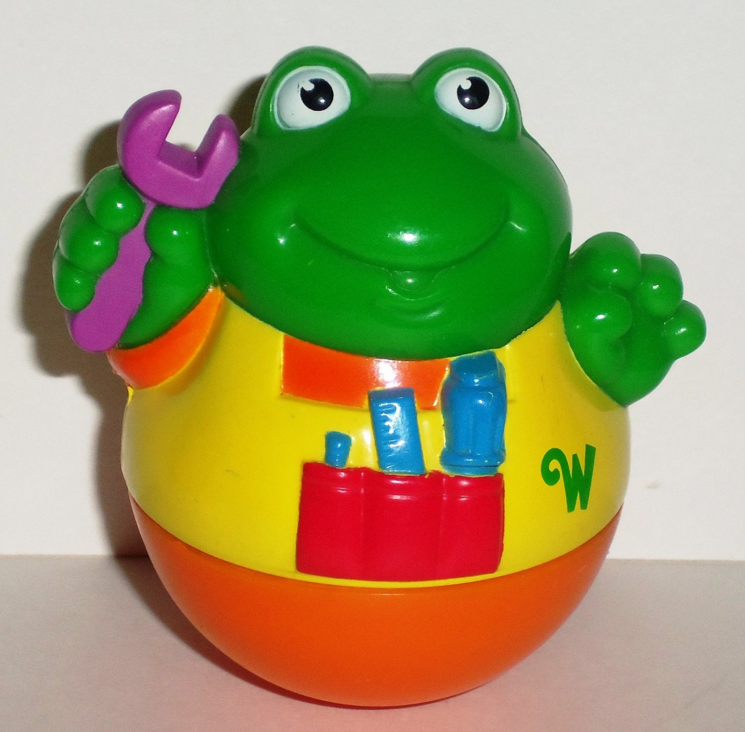 Playskool 2003 Weebles Frog Mechanic Figure Yellow Orange Hasbro Loose Used