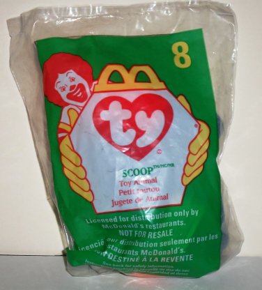 McDonald's 1998 Ty Teenie Beanie Babies #8 Scoop the Pelican Happy Meal Toy in Original Packaging