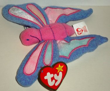 McDonald's 2000 Ty Teenie Beanie Babies Flitter the Butterfly Happy Meal Toy Creased Swing Tag Loose