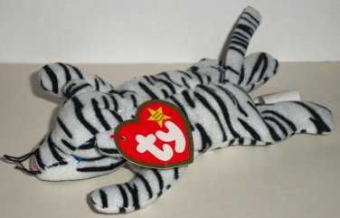 McDonald's 2000 Ty Teenie Beanie Babies Blizz the White Tiger Happy Meal Toy Creased Swing Tag Loose
