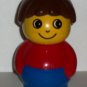 Lego Duplo Primo Figure Boy Blue Base Red Top Brown Hair Loose Used