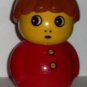 Lego Duplo Primo Figure Boy Red Base & Top Two Buttons Brown Hair Loose Used