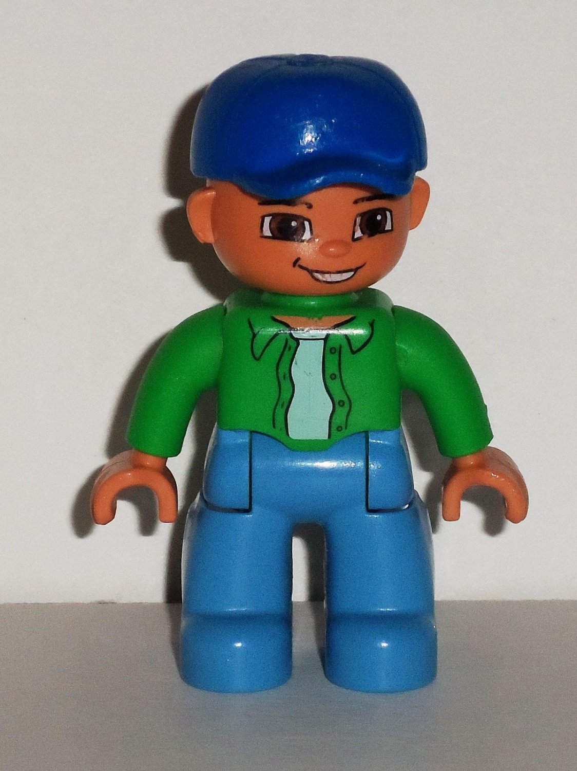 Lego Duplo Lego Ville Boy Figure w/ Blue Cap and Green Shirt Loose Used