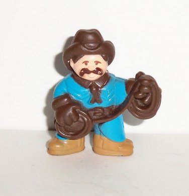 Lincoln Logs Cowboy in Blue Outfit with Rope PVC Figure Loose Used