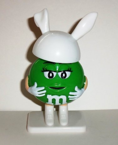M&M's Green with Easter Bunny Ears Plastic Figure Loose Used