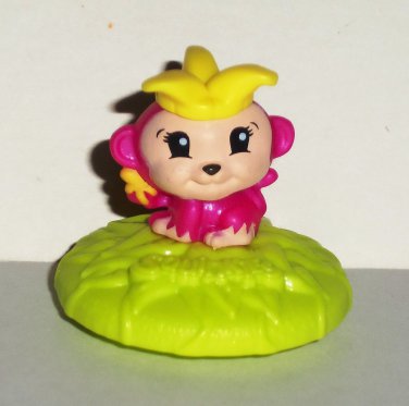 McDonald's 2012 Squinkies Monkey Pink Figure on Yellow Green Base Only Happy Meal Toy Loose Used
