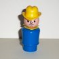 Vintage Fisher-Price Original Little People Farmer Man Yellow Hat Blue Body Loose Used
