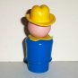 Vintage Fisher-Price Original Little People Farmer Man Yellow Hat Blue Body Loose Used