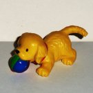 Yellow Puppy Playing with Ball Plastic Dog Figure Loose Used