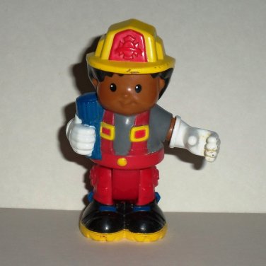 Fisher-Price Little People Michael as Fireman Poseable Figure Yellow Helmet Red Pants Loose Used