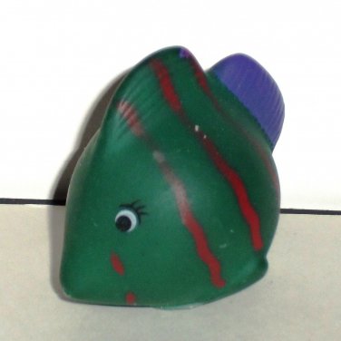Dark Green Purple Red Fish 2.5" Vinyl Water Squirter Bath Toy Loose Used