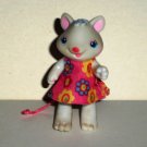 Cartoon Light Gray Mouse with Pink Flowered Dress Figure Toy Loose Used