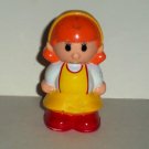Orange Haired Girl Plastic Figure with Yellow and White Dress Mom Woman Loose Used