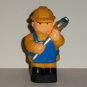 Construction Worker Man Plastic Playset Figure withYellow and Blue Outfit Loose Used