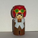 Airplane Pilot Woman Plastic Playset Figure w/ Brown & Blue Outfit Loose Used