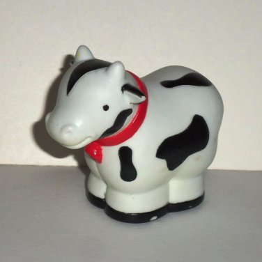 Cow w/ Red Collar & Flat Bottom Vinyl Playset Figure Loose Used