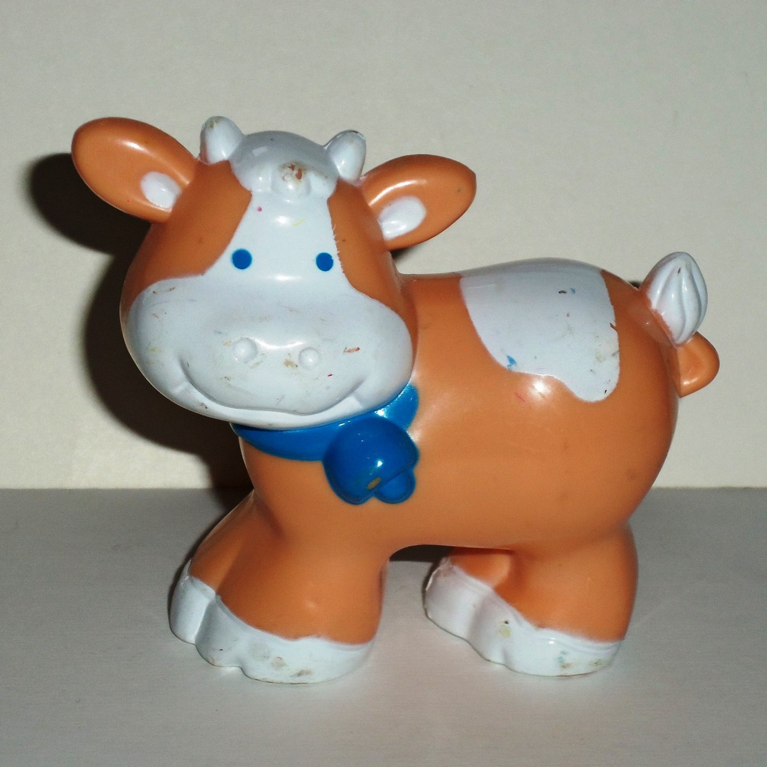 Beige Cow Hard Plastic Playset Figure Loose Used