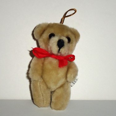 Biege 4" Jointed Teddy Bear Christmas Ornament Stuffed Animal Toy Loose Used
