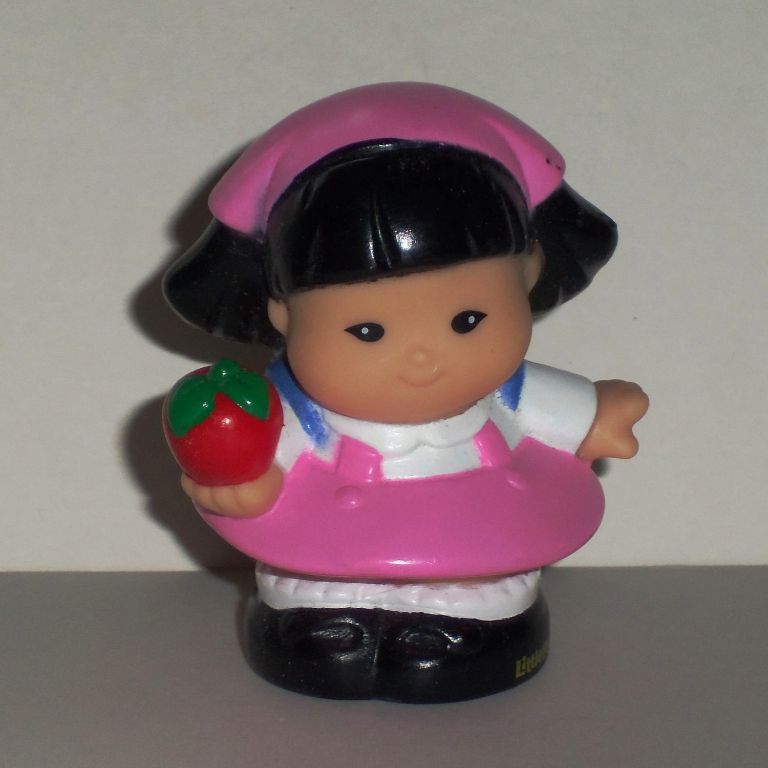 Little People Farmer's Market Sonya Lee Girl Figure Holding Red Apple New 