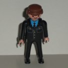 Playmobil Police Officer Male Black Uniform Mustache Figure Man Loose Used