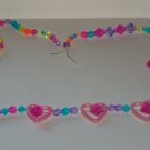 Child's Necklace with Plastic Translucent Beads and Hearts Loose Used